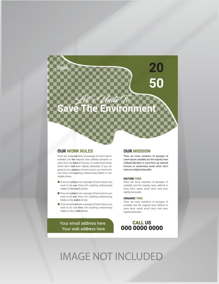 Save Green Nature Flyer Poster template vector