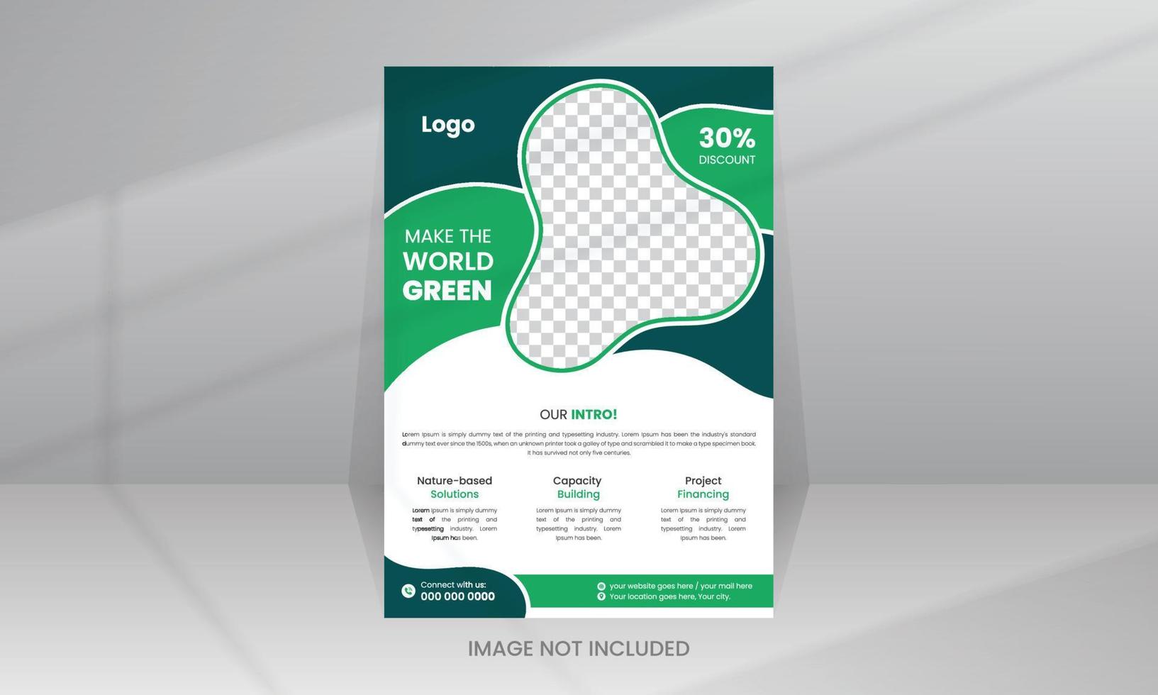 Save Green Nature Flyer Poster template vector