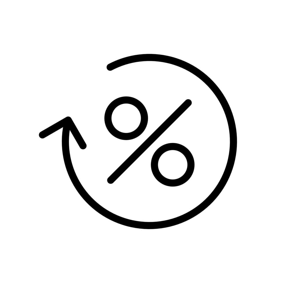 Percent returns, percentage interest, discount icon in line style design isolated on white background. Editable stroke. vector