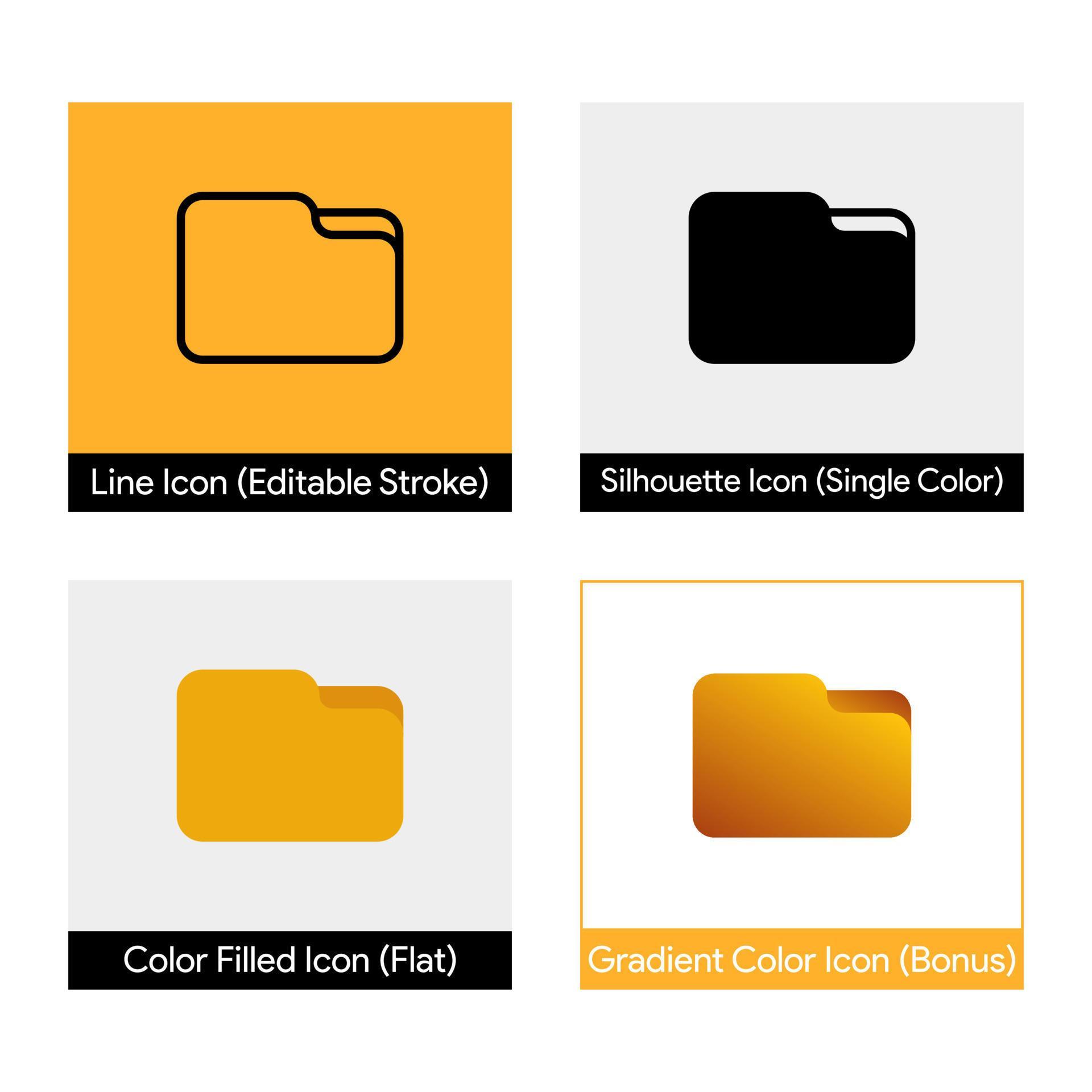 Folder icon collection for website design, app, ui, isolated on ...