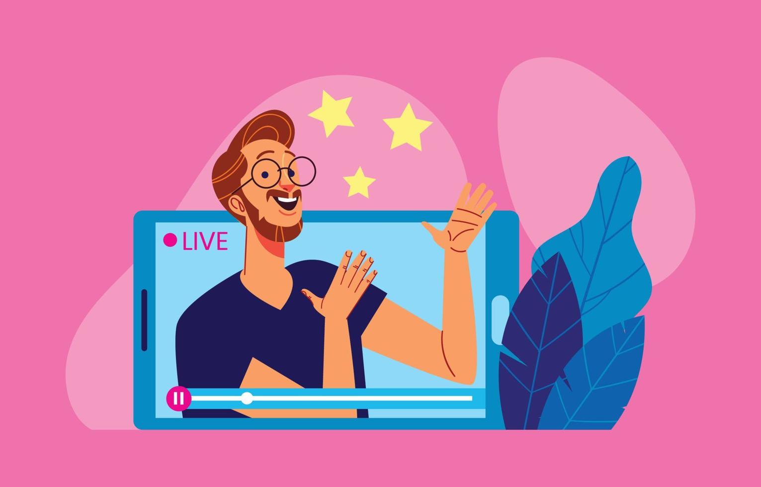 A Man Make a Live Session Podcast vector