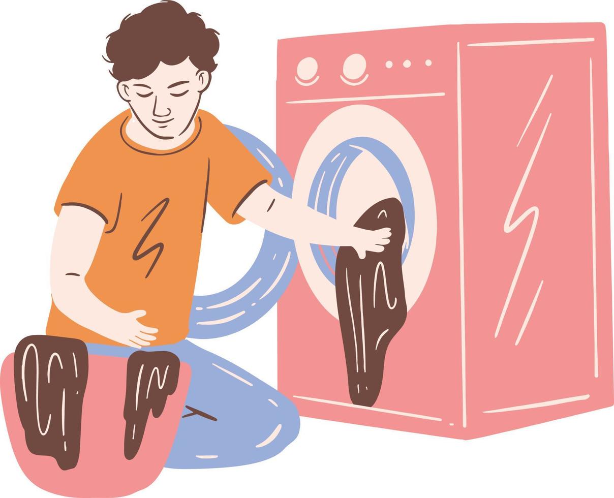 A boy doing laundry illustration 16463016 Vector Art at Vecteezy