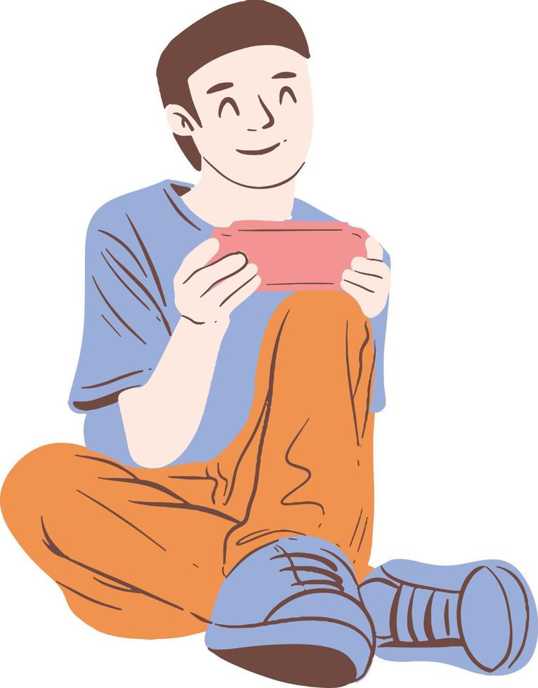 A boy playing games illustration vector