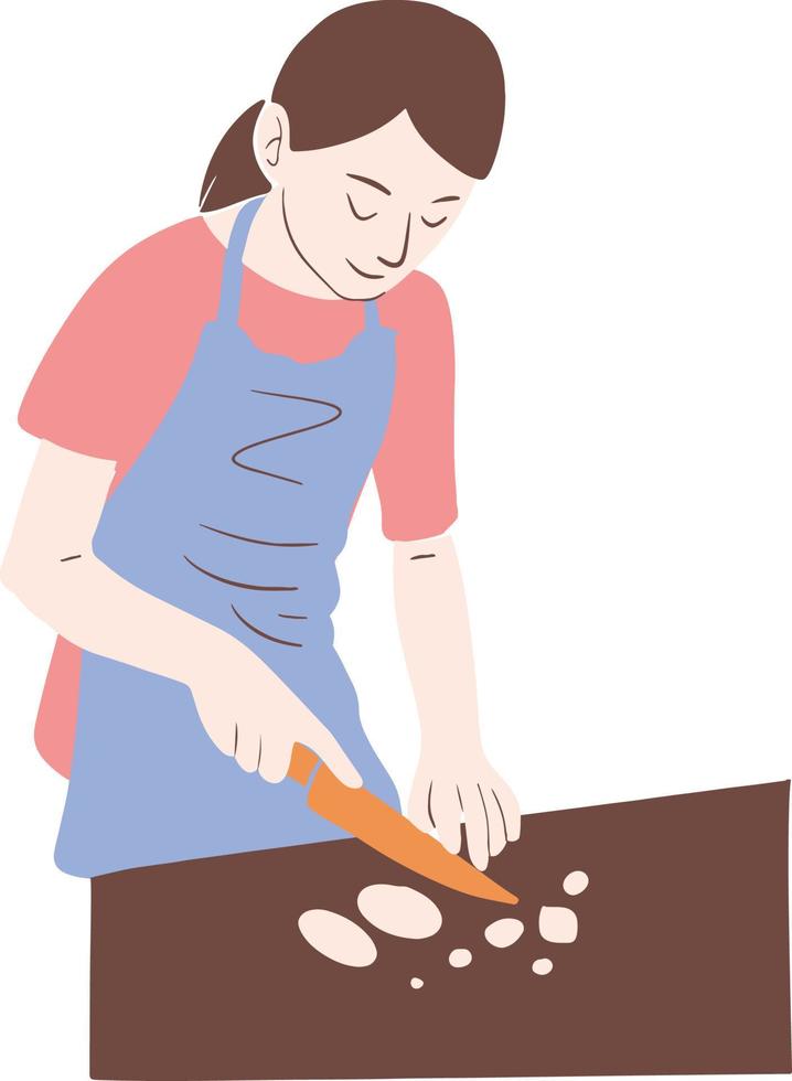 A girl cooking illustration vector