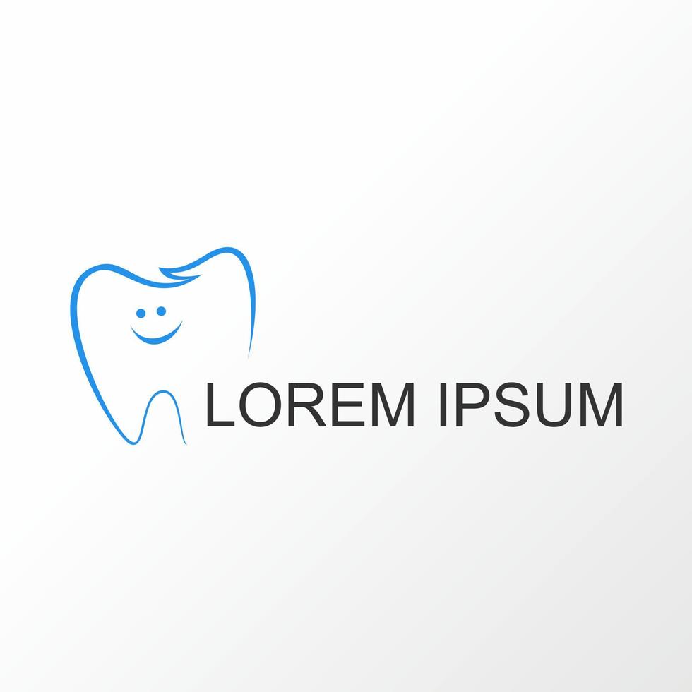 diente, dientes, dental con imagen de cara linda icono gráfico diseño de logotipo concepto abstracto vector stock. se puede utilizar como un símbolo relacionado con la salud o la clínica.