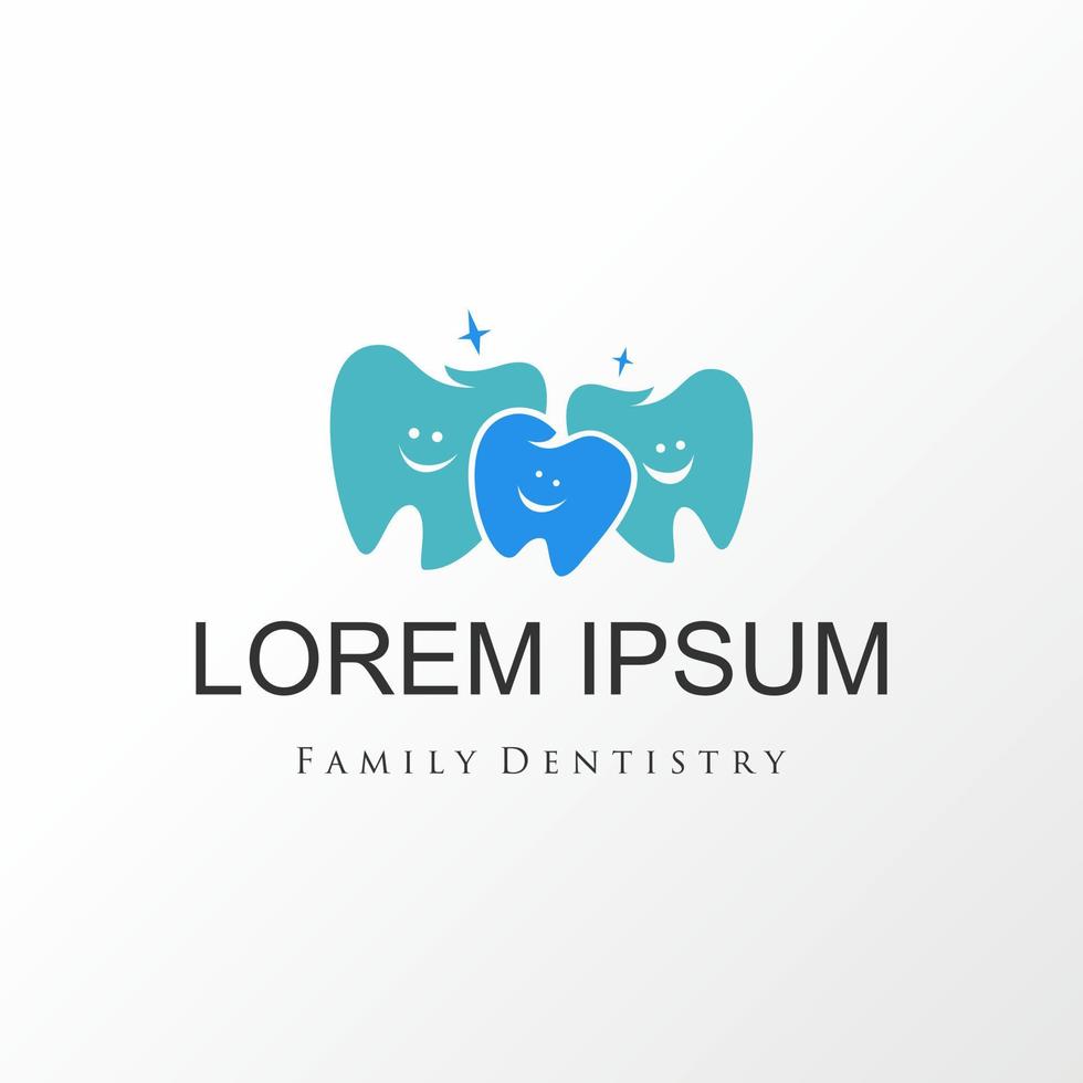 familia o 3 dientes, dientes, imagen de forma dental icono gráfico diseño de logotipo concepto abstracto vector stock. puede usarse como un símbolo relacionado con la salud o la clínica.