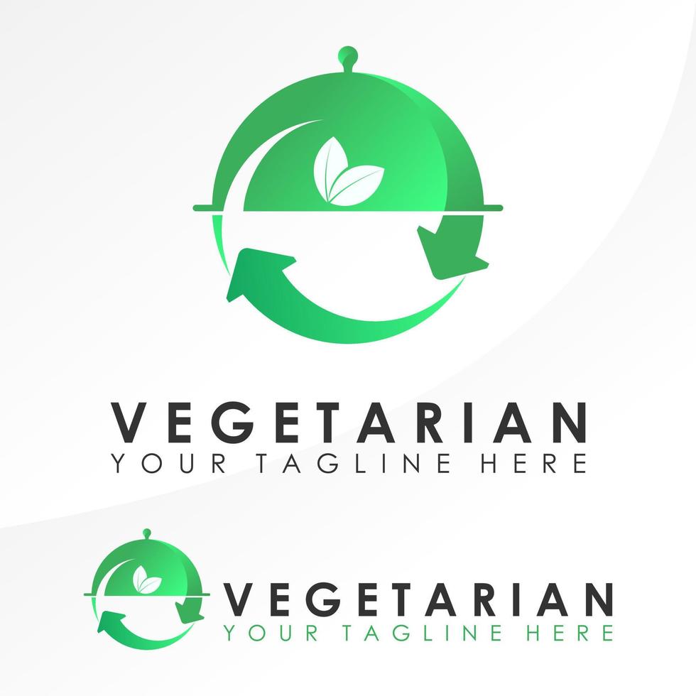 comida de tapa simple y única, cuchara, tenedor, reciclaje y hojas imagen icono gráfico diseño de logotipo concepto abstracto vector stock. se puede usar como vegetariano o relacionado con el restaurante