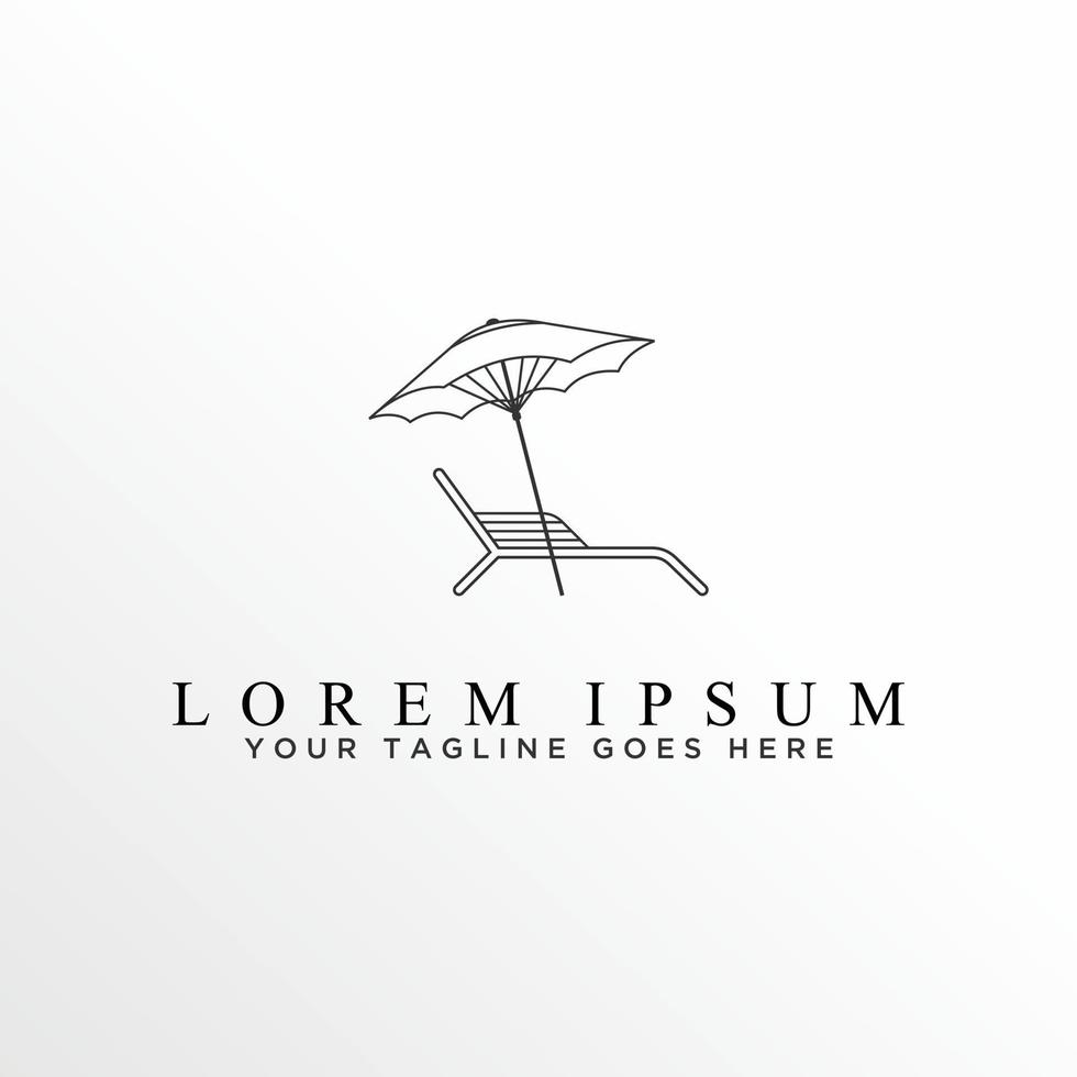 beach chair and umbrella in simple or unique image graphic icon logo design abstract concept vector stock. Can be used as a symbol related to interior or vacation