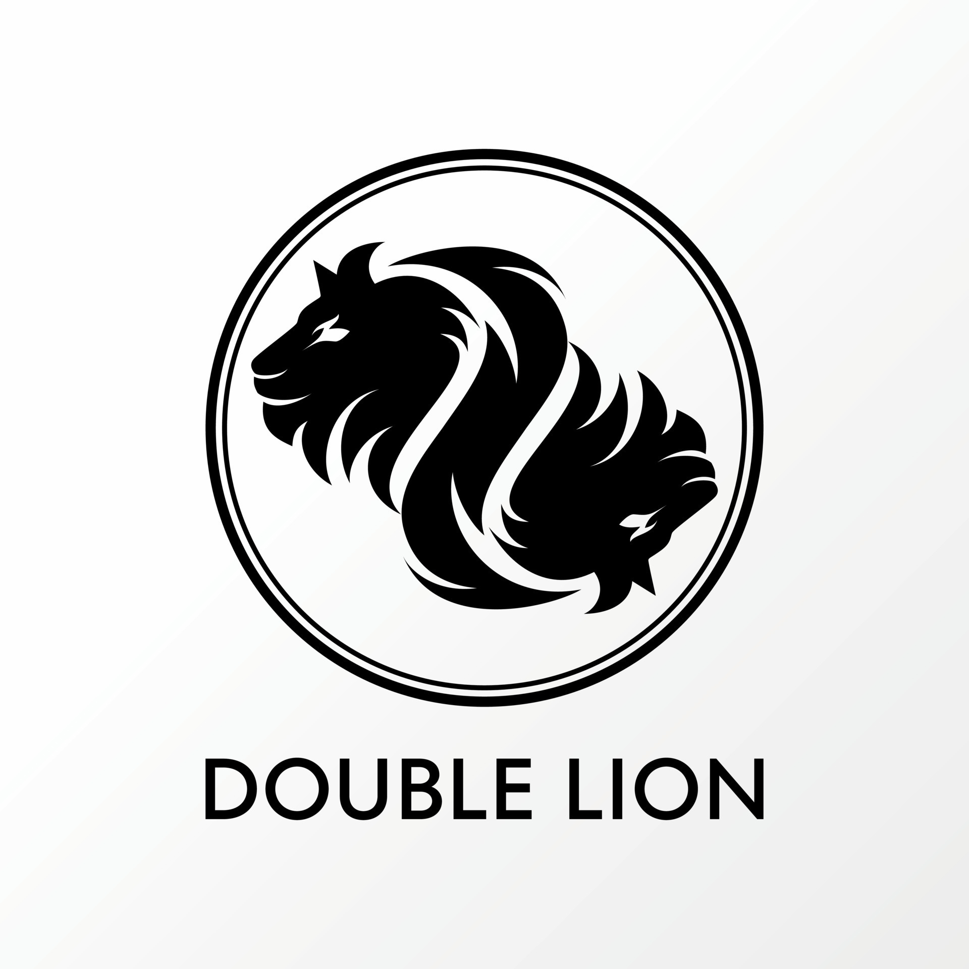 Simple and unique two lion heads that flip or turn around image graphic