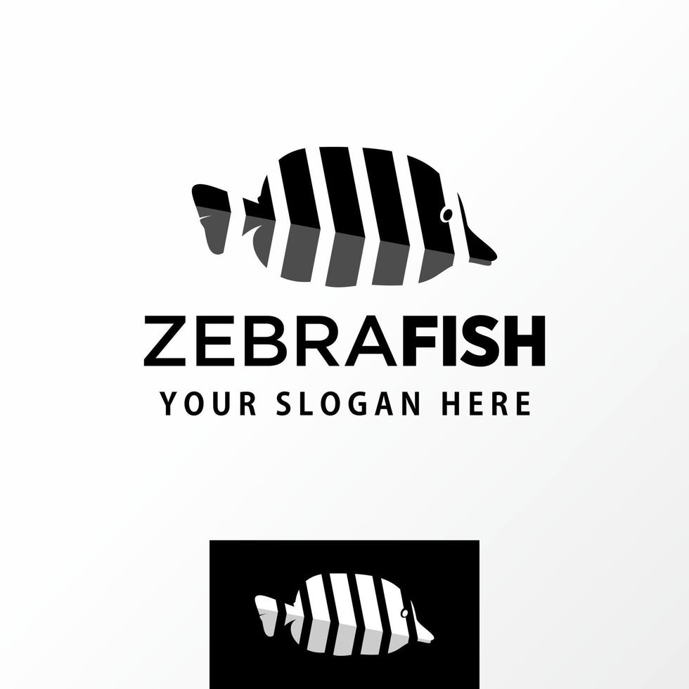 pez simple y único con motivo de cebra imagen icono gráfico diseño de logotipo concepto abstracto vector stock. se puede utilizar como símbolos relacionados con el mar o el animal.