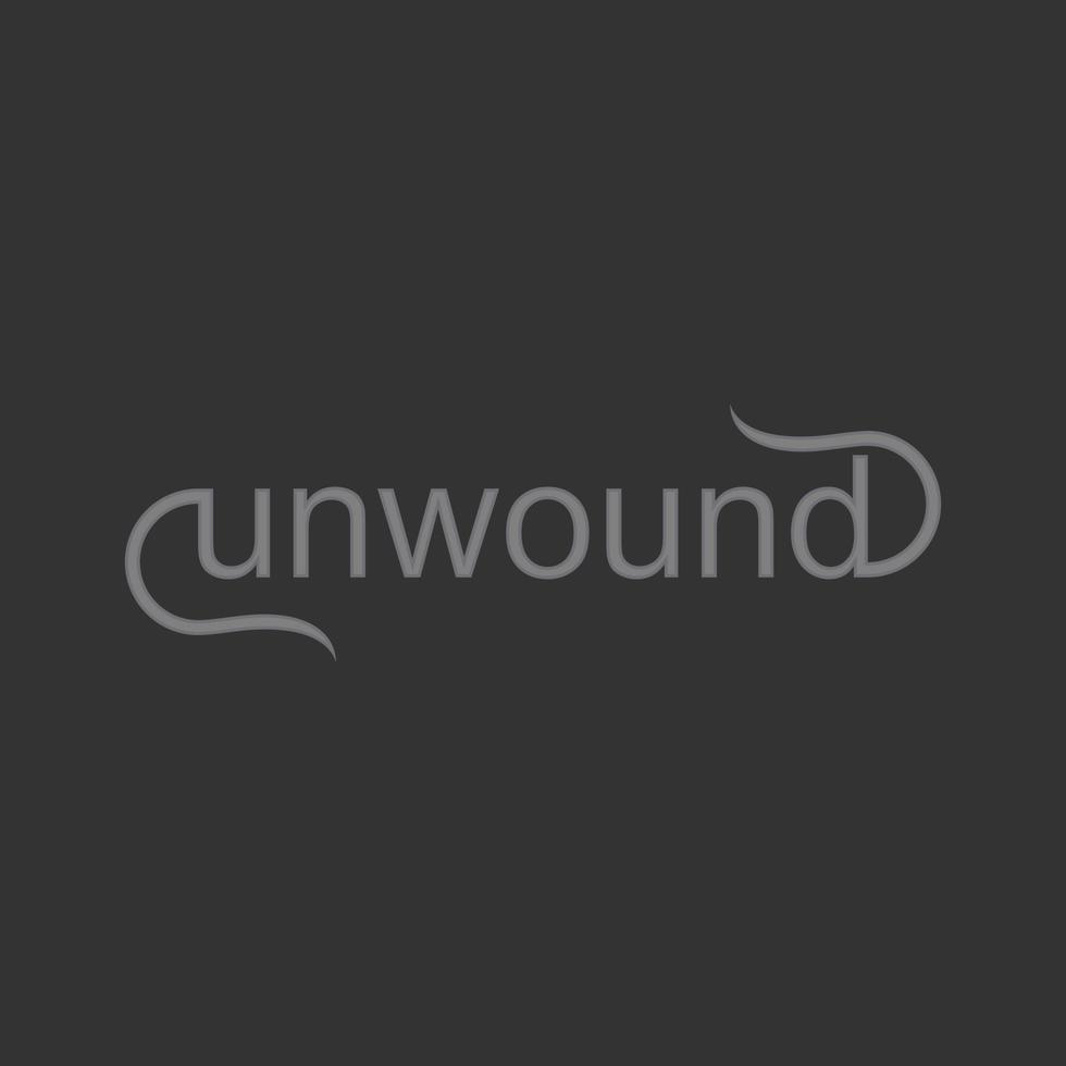 letter UNWOUND sans serif script written font Image graphic icon logo design abstract concept vector stock. Can be used as symbols related to wordmark.