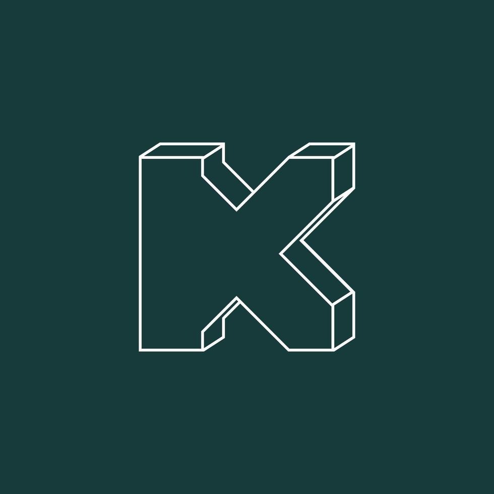 Simple and unique Letter K font in line 3D image graphic icon logo design abstract concept vector stock. Can be used as symbol related to initial or monogram