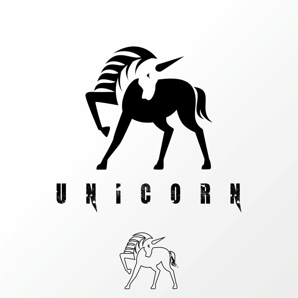 Simple and Unique Unicorn shape with negative space image graphic icon logo design abstract concept vector stock. Can be used as a symbol associated with animal or farm.