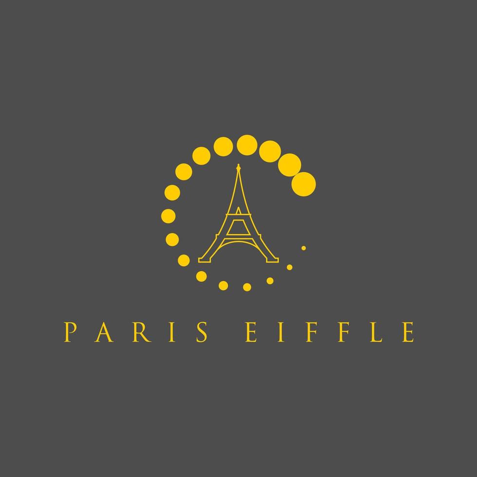 torre eiffel en parís, francia, con, círculo, carga, imagen, gráfico, icono, logotipo, diseño, concepto abstracto, vector, stock. puede usarse como un símbolo relacionado con la carga o el arte. vector