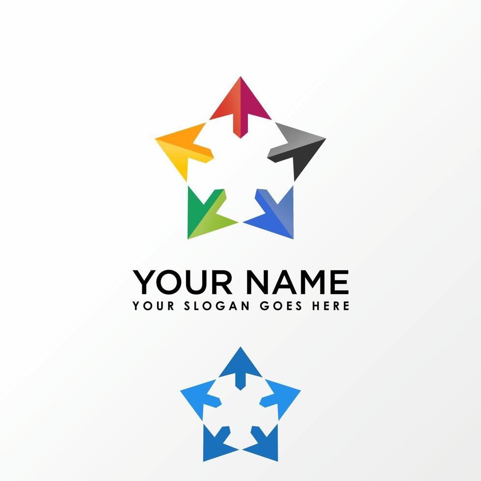 Unique arrow at 5 circle angles in colorful image graphic icon logo design abstract concept vector stock. Can be used as an organization or icon