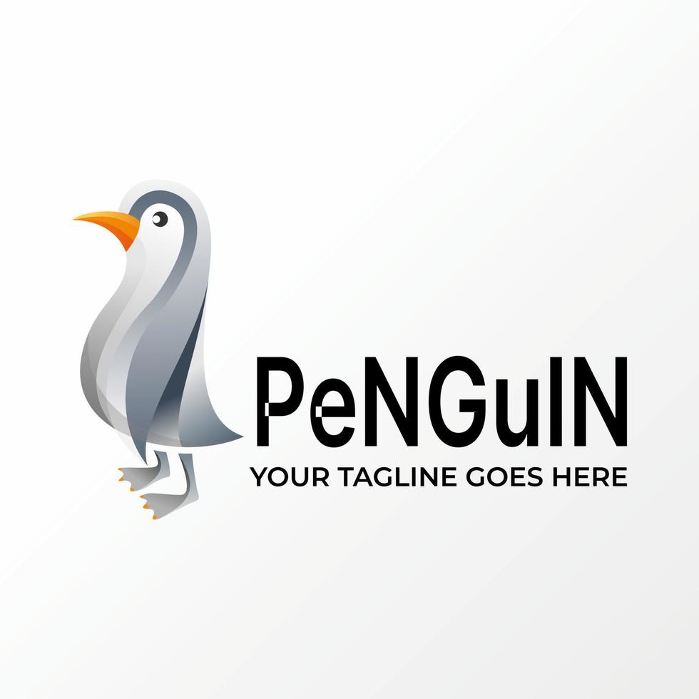 soporte de pingüino de dibujos animados simple y único en imagen atractiva icono gráfico diseño de logotipo concepto abstracto vector stock. se puede utilizar como símbolo relacionado con un animal o un personaje.