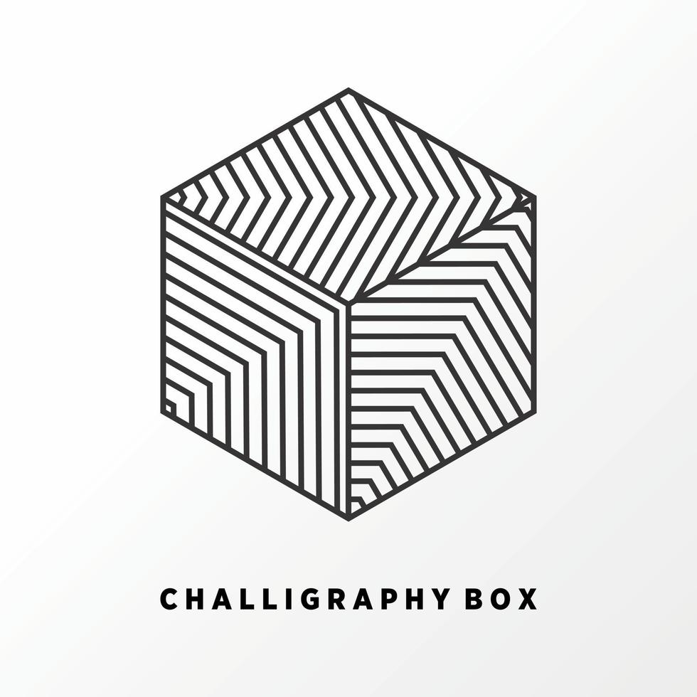 Simple and unique hexagon or 3D box with lines inside image graphic icon logo design abstract concept vector stock. Can be used as a symbol related to motif or lineout.