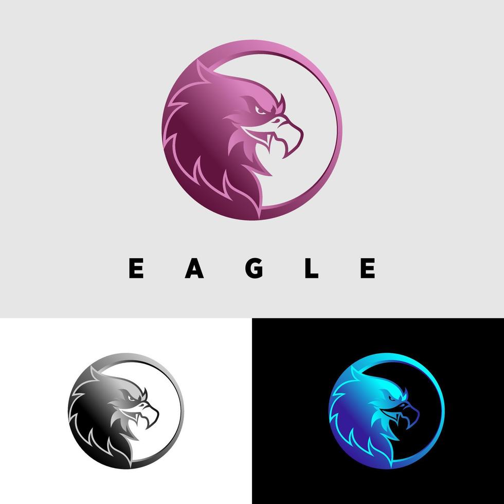 Unique and simple eagle head shape in circle emblem image graphic icon logo design abstract concept vector stock. Can be used as symbol relating to animal or character.