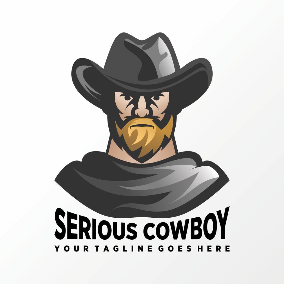 Unique serious cowboy using hat and robe image graphic icon logo design abstract concept vector stock. Can be used as a symbol associated with a hero or character.