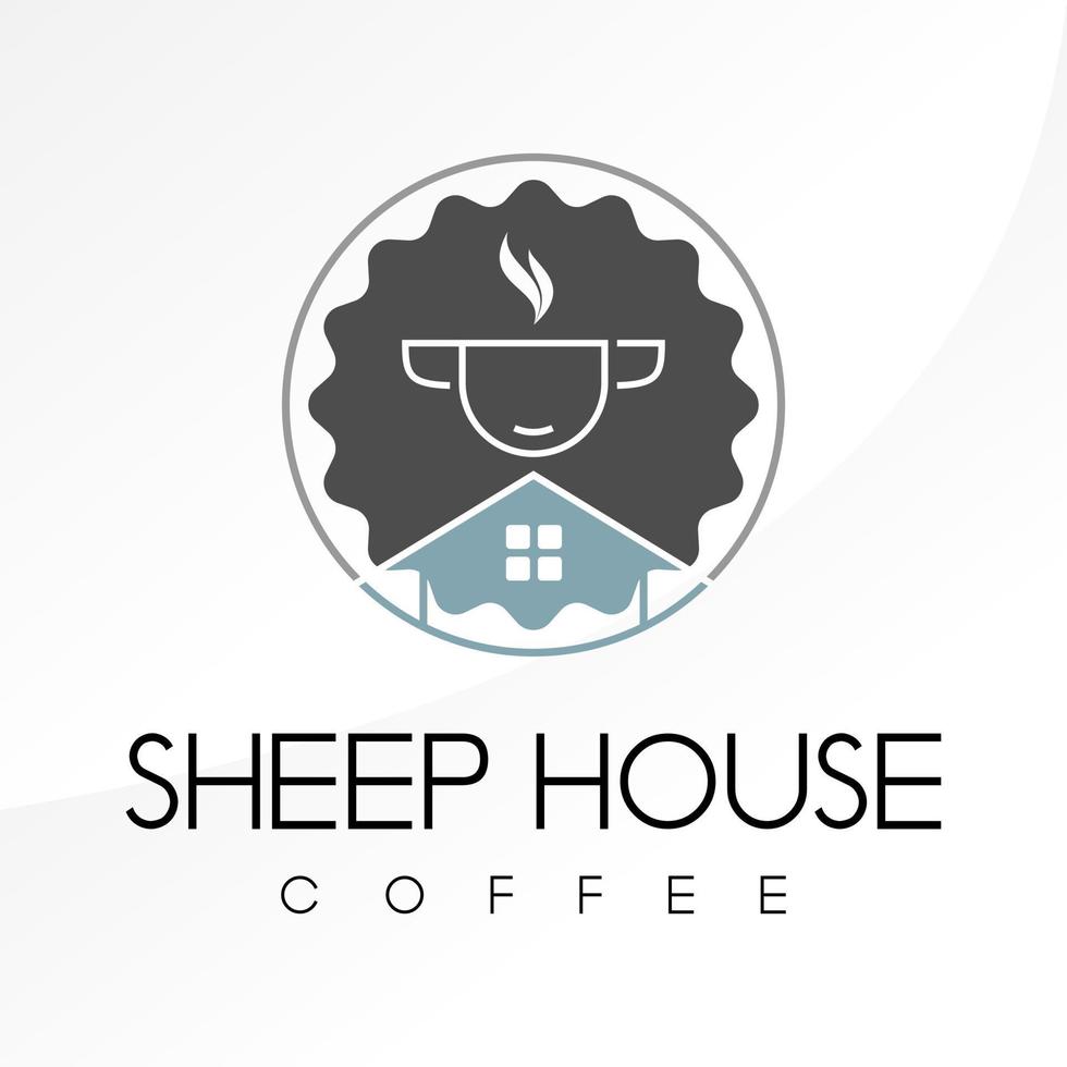Simple and unique sheep head and coffee house image graphic icon logo design abstract concept vector stock. that can be used as symbol or relating to animal and property