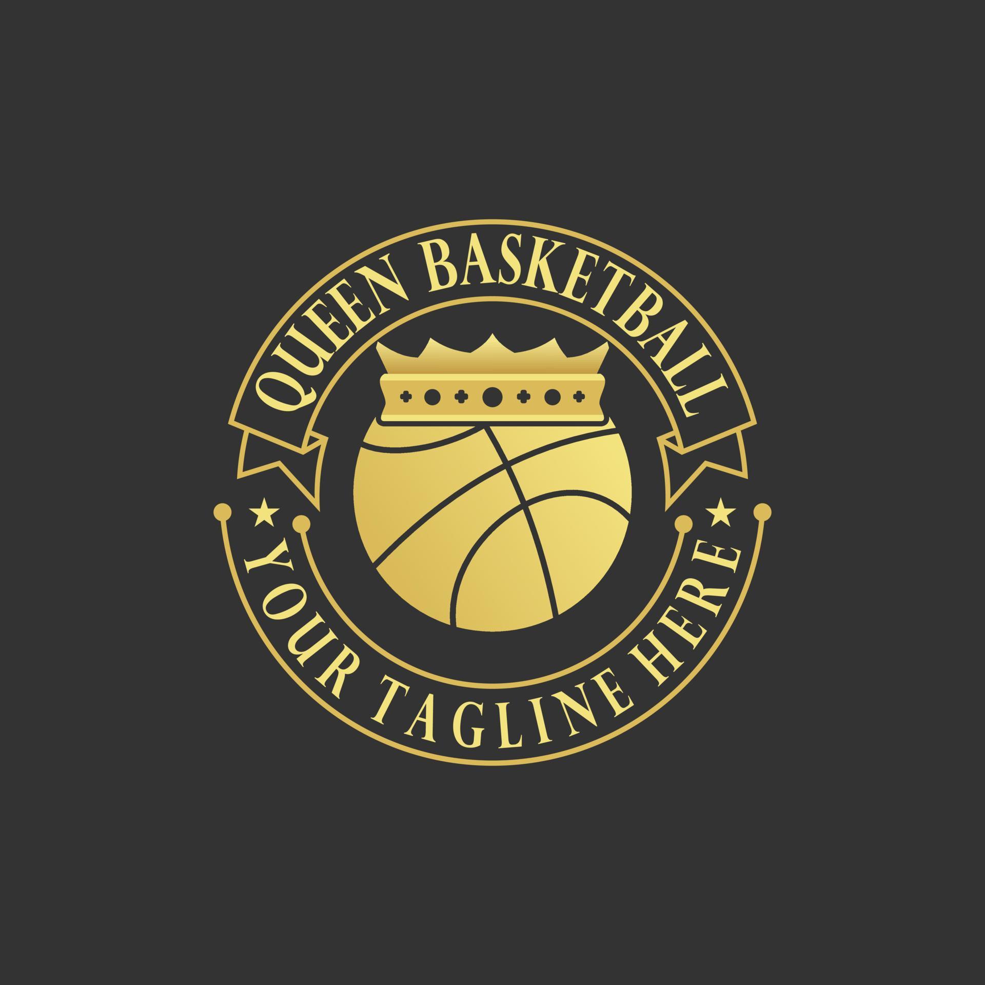 simple and unique basketball emblem with ball and crown image graphic