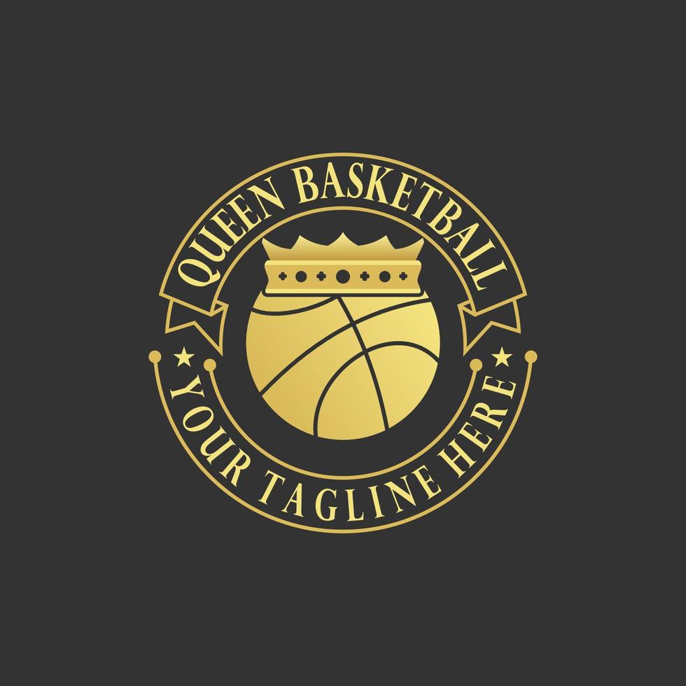 emblema de baloncesto simple y único con imagen de bola y corona icono gráfico diseño de logotipo concepto abstracto stock vectorial. relacionado con el deporte o torneo vector