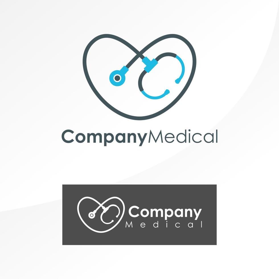 simple y único estetoscopio y corazón imagen icono gráfico diseño de logotipo concepto abstracto vector stock. se puede utilizar como símbolo de empresa o relacionado con la medicina o la salud