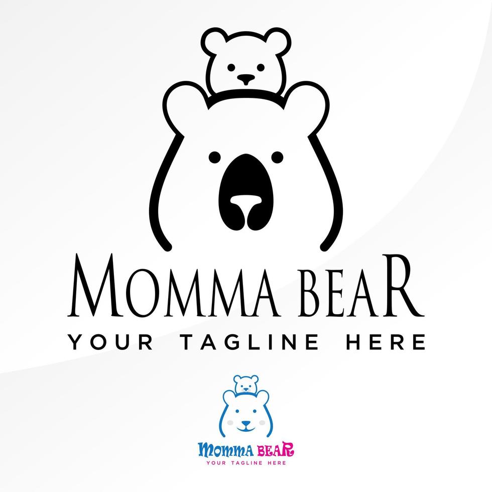 Simple and unique mother and child bear in hugging and carrying position image graphic icon logo design abstract concept vector stock. can be used as a company symbol or related to animal