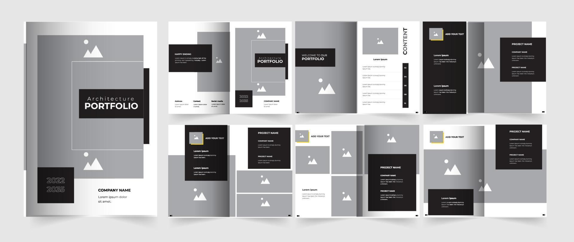 Professional Architecture Portfolio and interior Template vector