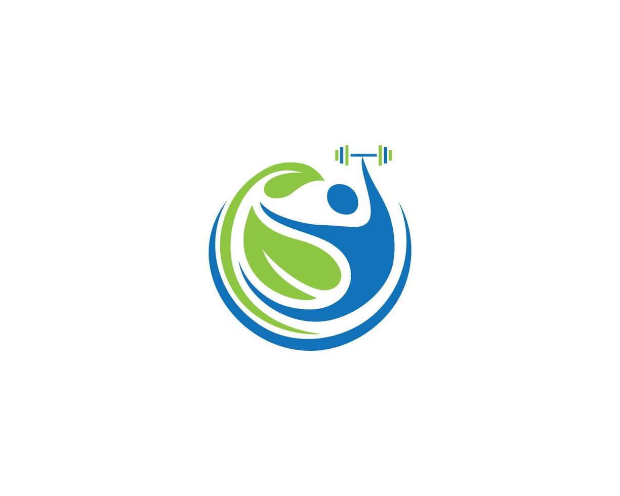 diseño de logotipo de personas sanas de fitness natural con icono de vector de barra y hombres.
