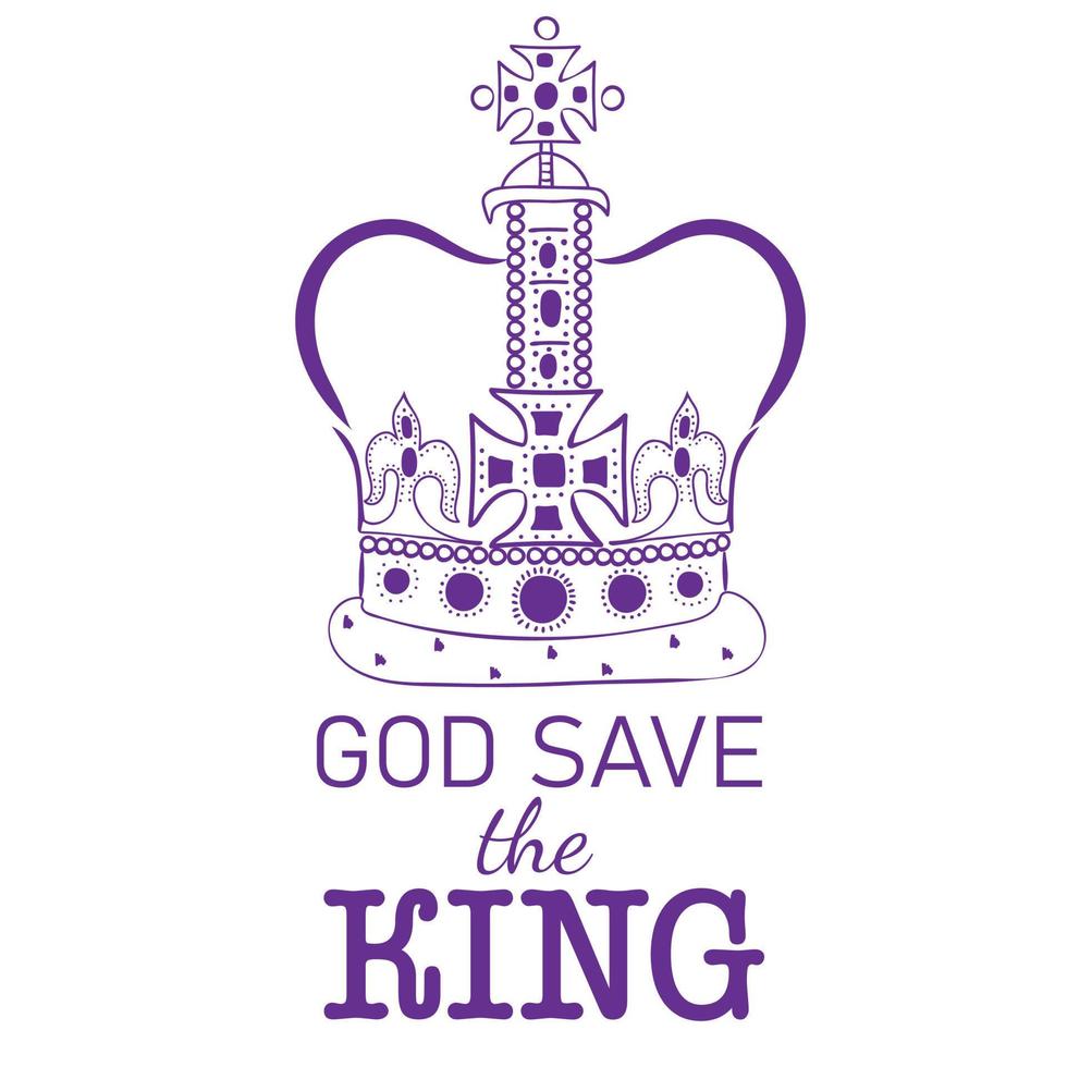 God Save The King words with crown vector