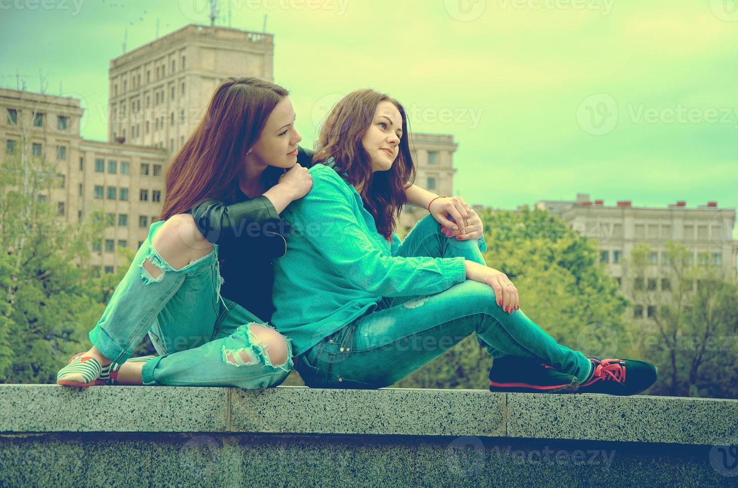 girls having fun outdoors photo