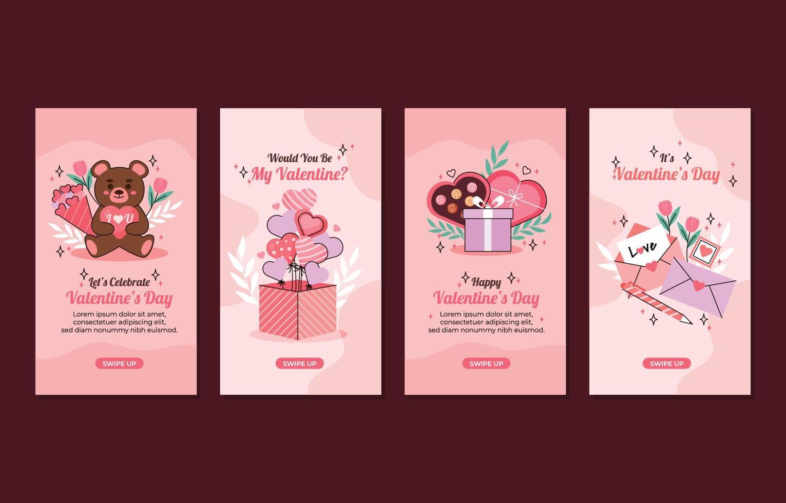 Valentine's Social Media Template vector