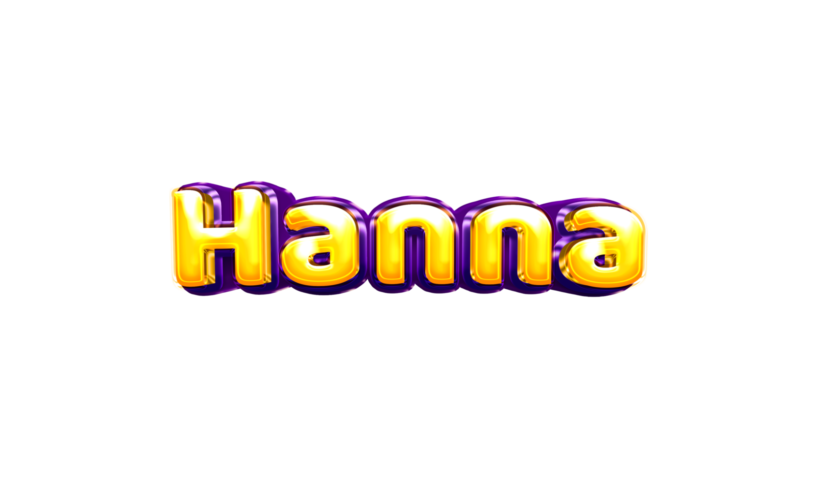 names helium balloon air shiny yellow baby new born font style 3d  Hanna png