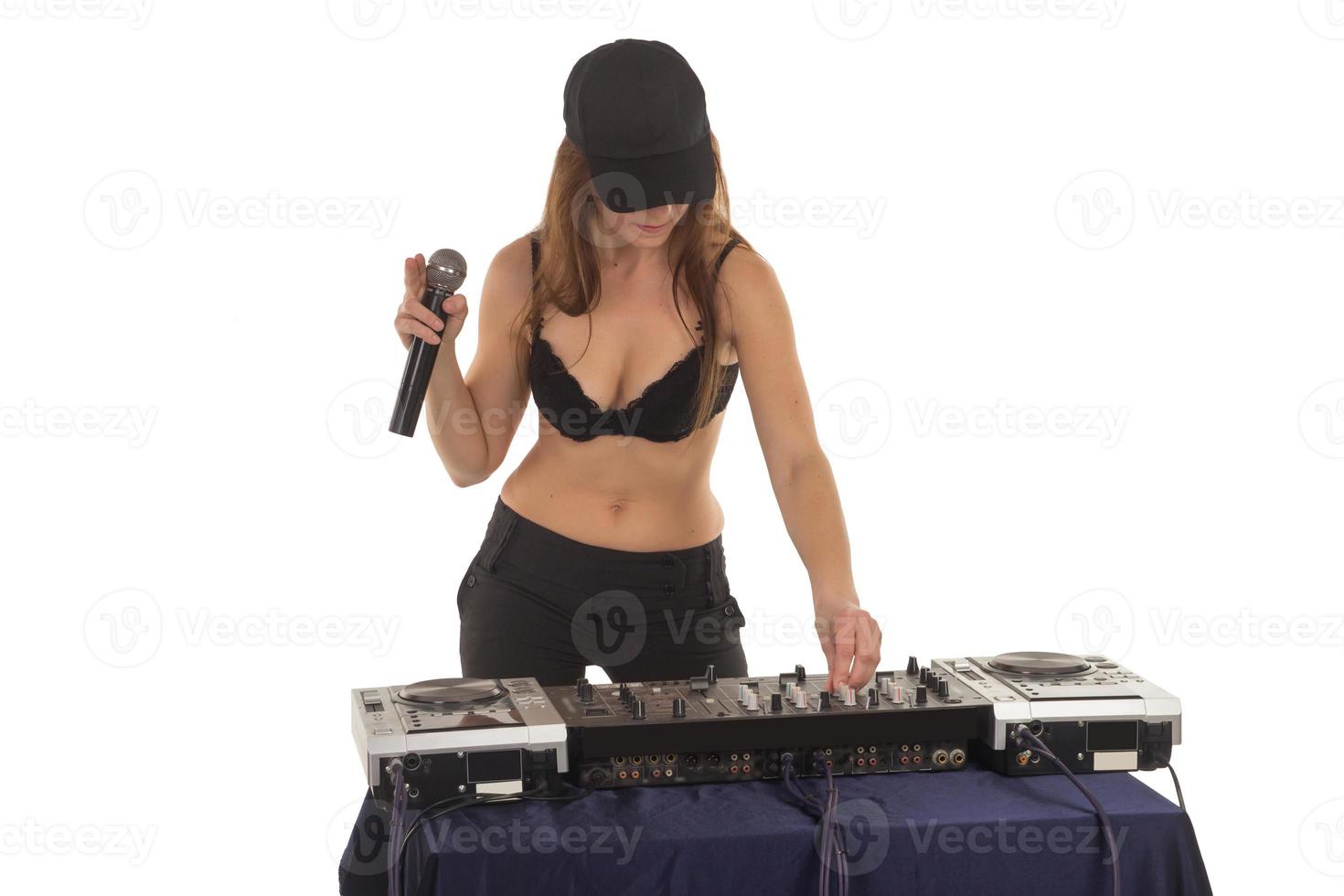 Girl in the black bra with the mixer photo