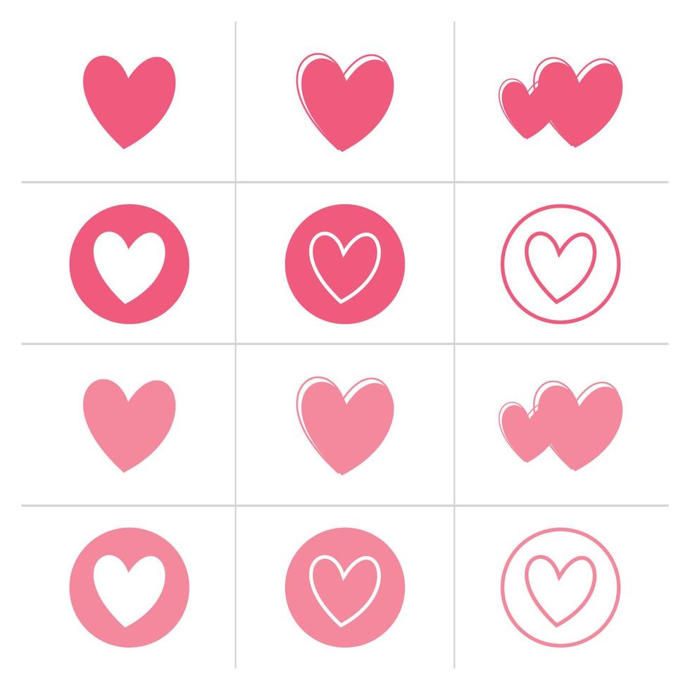 Heart icon set, valentine's day, simple vector design.