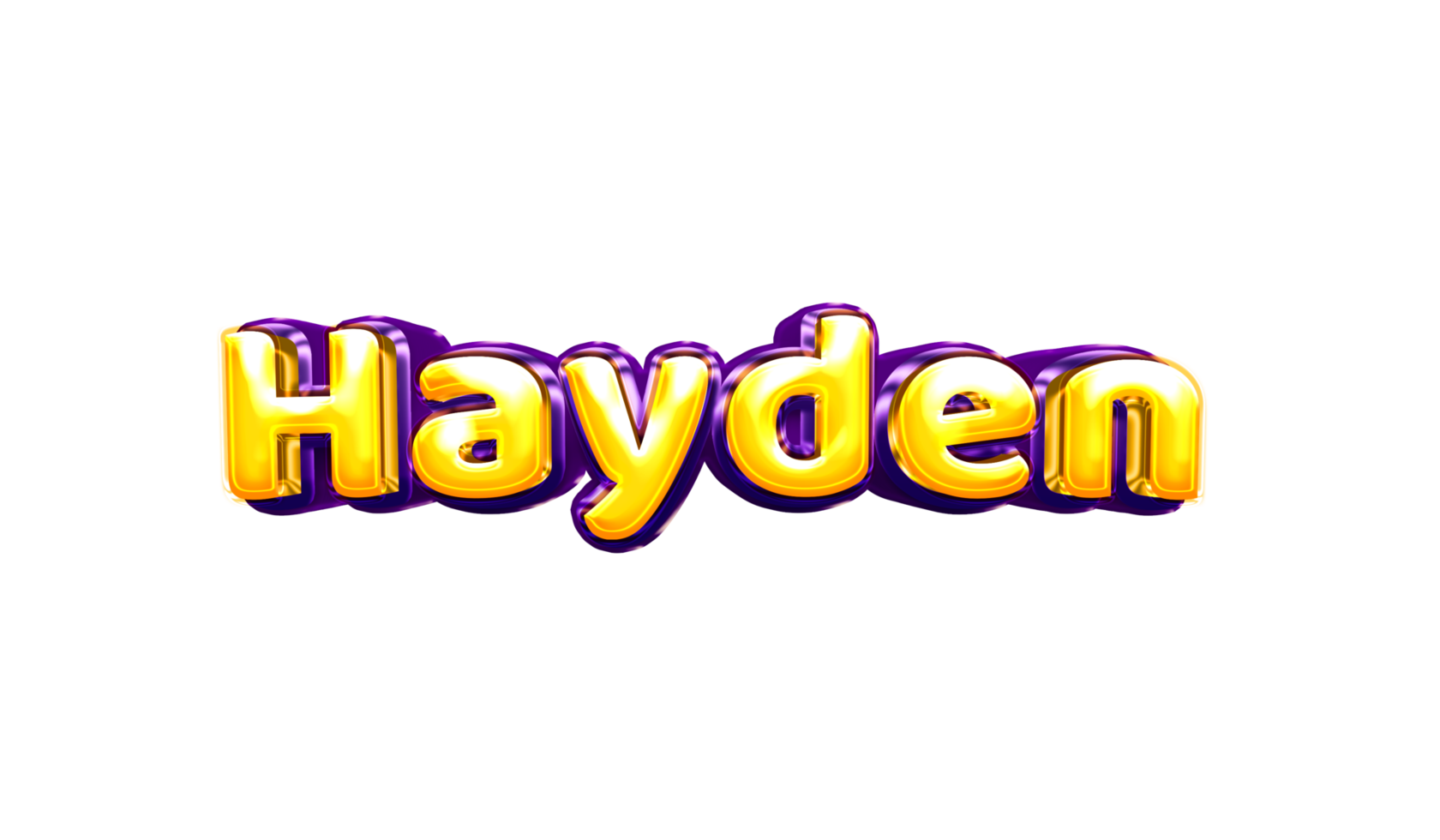 names helium balloon air shiny yellow baby new born font style 3d  Hayden png