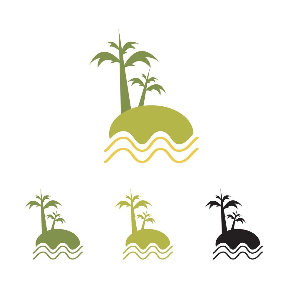 palmeras de mar tropical de isla pequeña - icono de vector aislado.