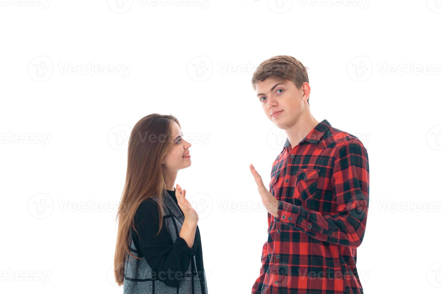 stylish couple in love in studio photo