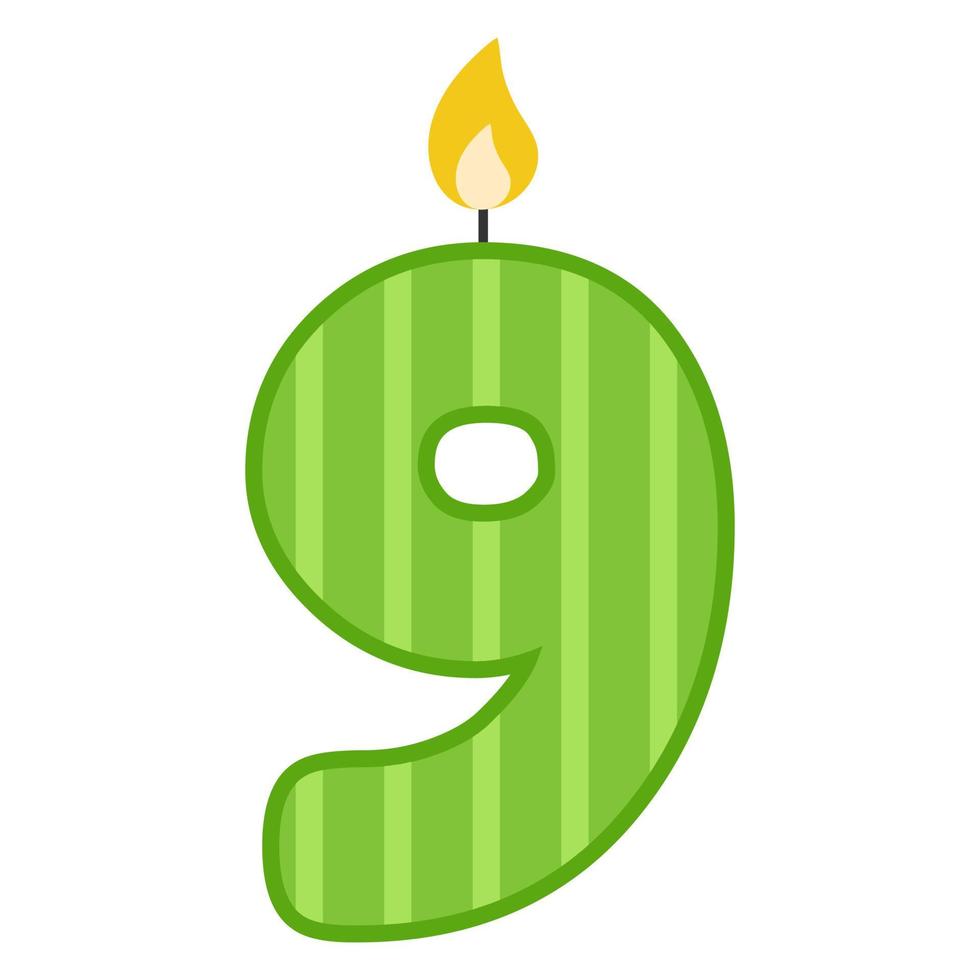 Candle number nine. Vector illustration