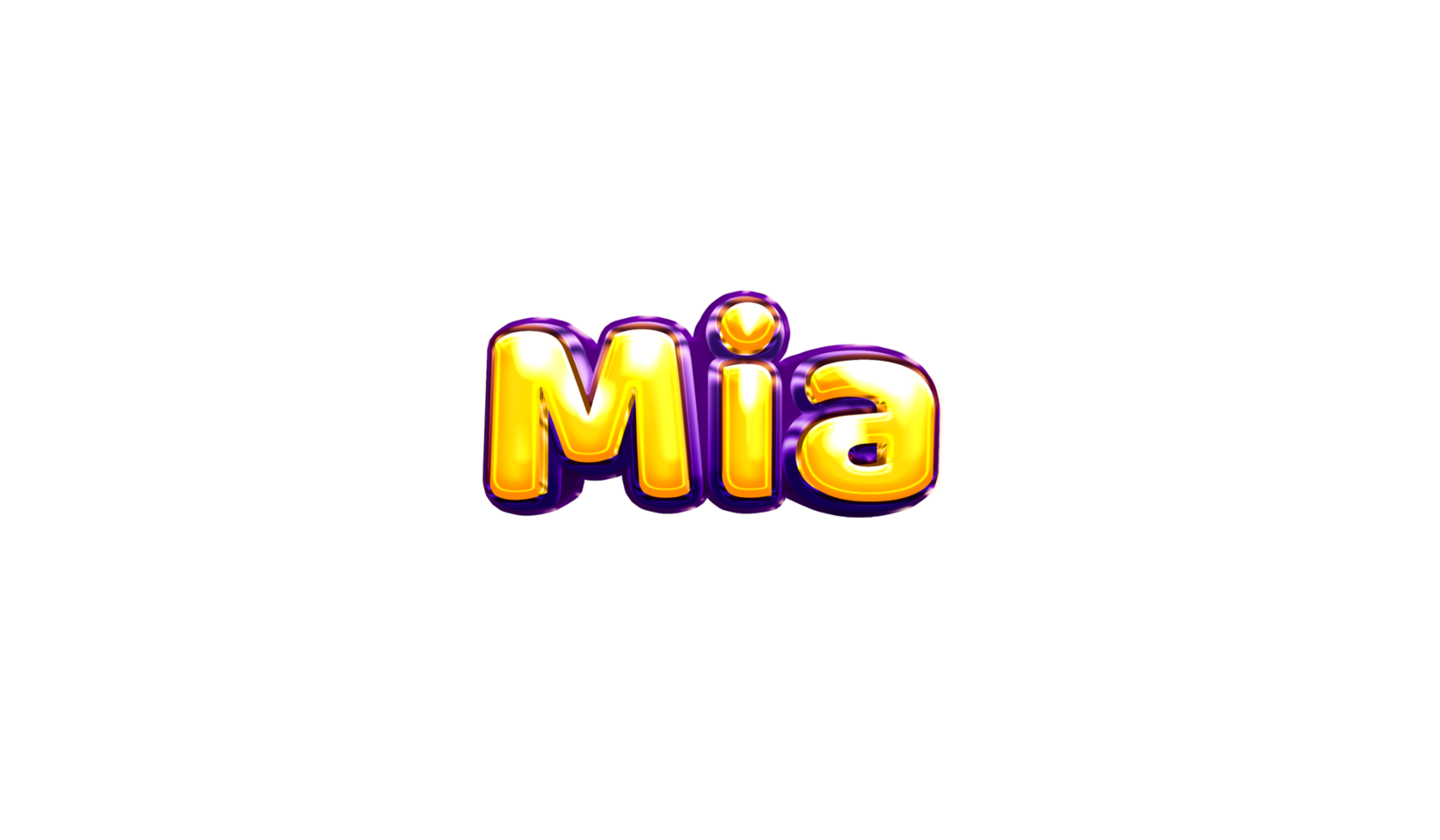 names helium balloon air shiny yellow baby new born font style 3d  Mia png