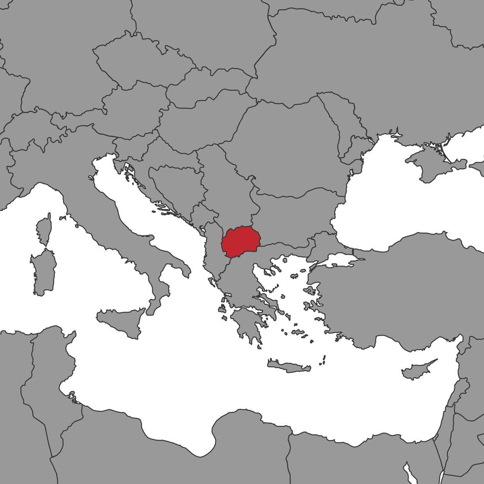North Macedonia on world map. Vector illustration.