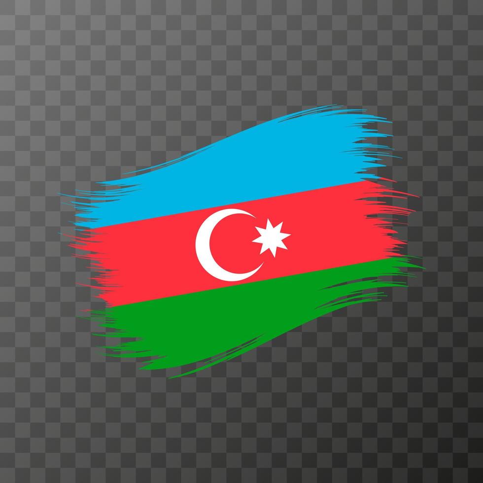 Azerbaijan national flag. Grunge brush stroke. Vector illustration on transparent background.
