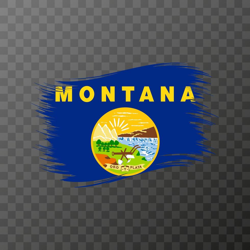 Montana state flag in brush style on transparent background. Vector illustration.