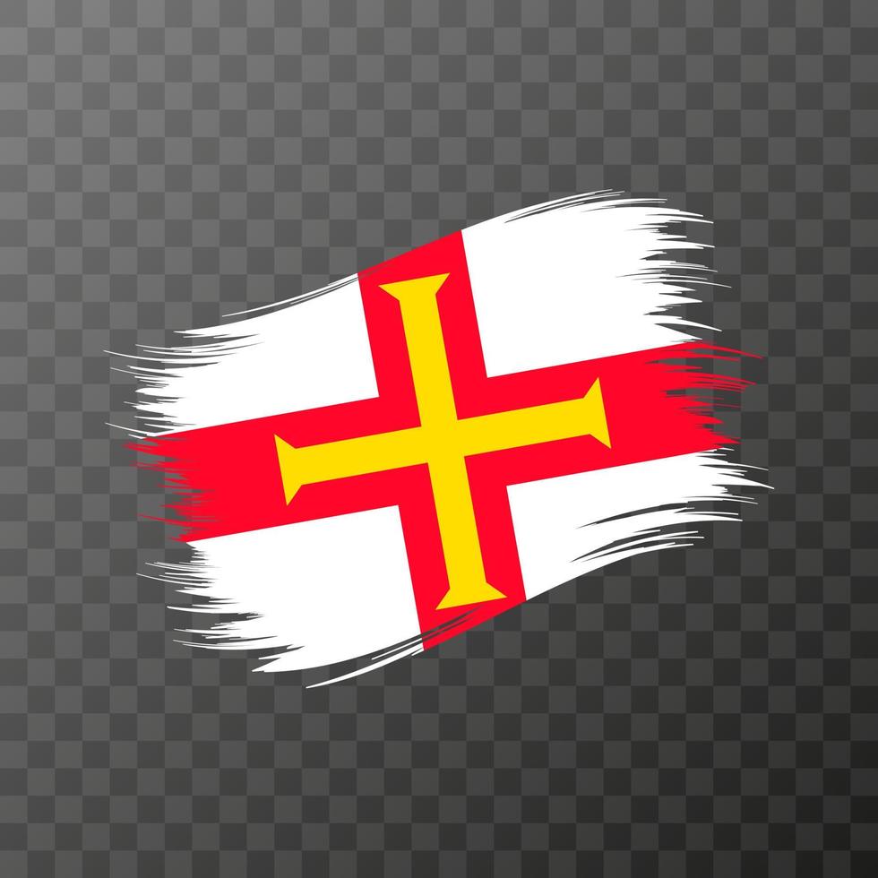 Guernsey national flag. Grunge brush stroke. Vector illustration on transparent background.