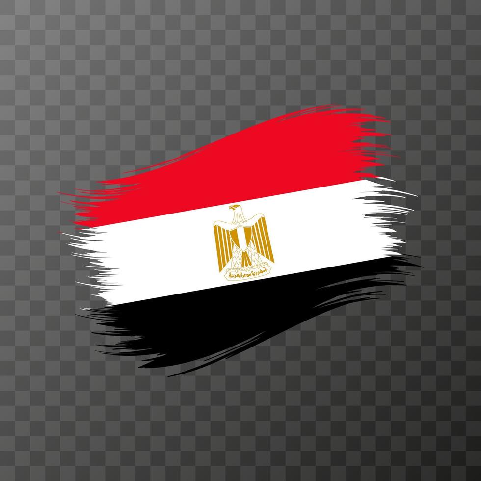 Egypt national flag. Grunge brush stroke. Vector illustration on transparent background.