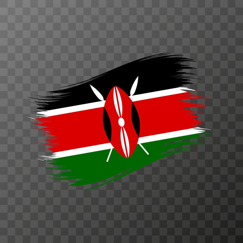Kenya national flag. Grunge brush stroke. Vector illustration on transparent background.