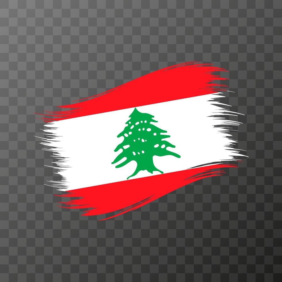 Lebanon national flag. Grunge brush stroke. Vector illustration on transparent background.
