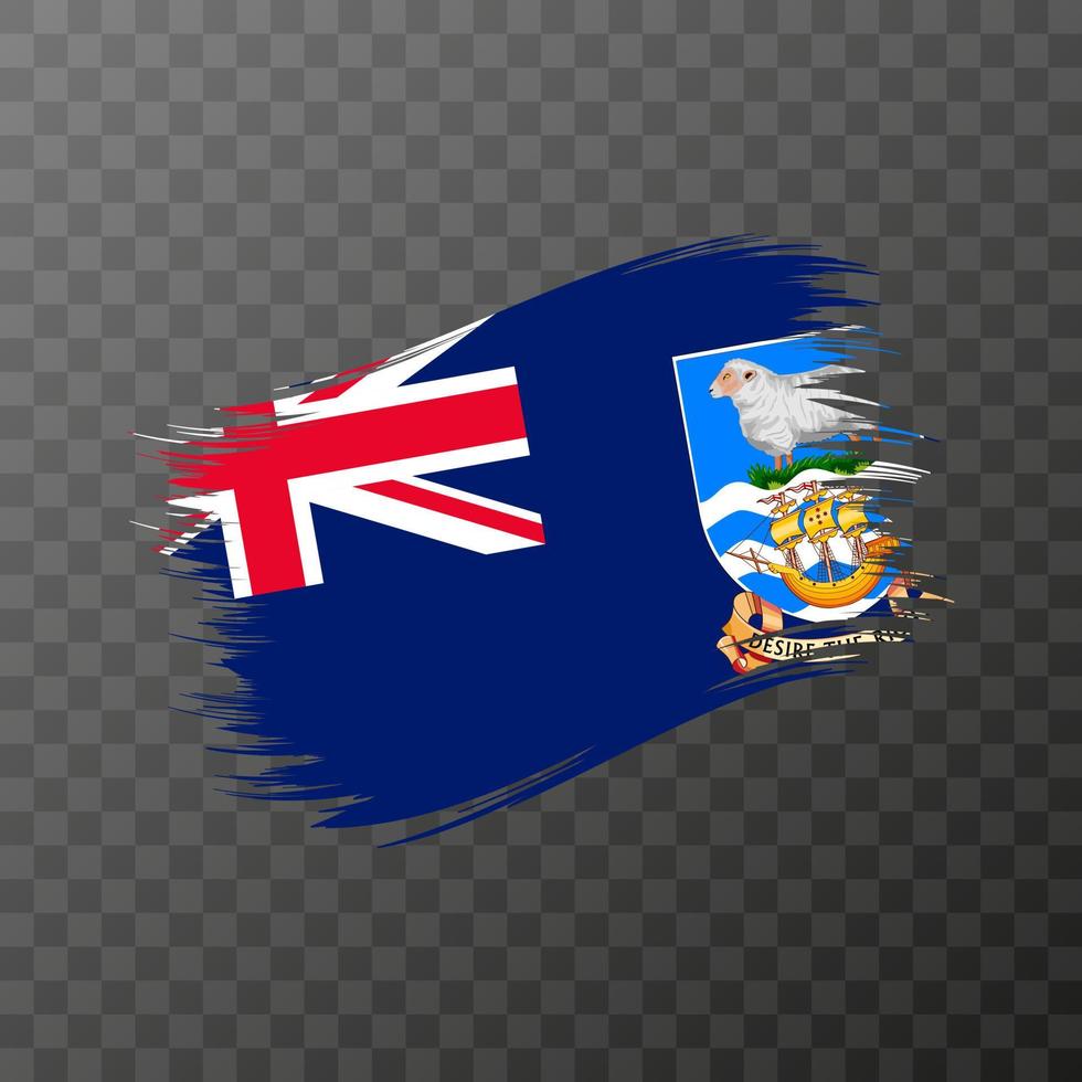 Falkland Islands national flag. Grunge brush stroke. Vector illustration on transparent background.