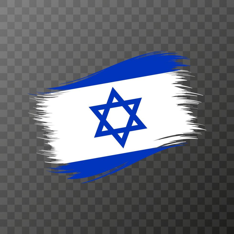 Israel national flag. Grunge brush stroke. Vector illustration on transparent background.